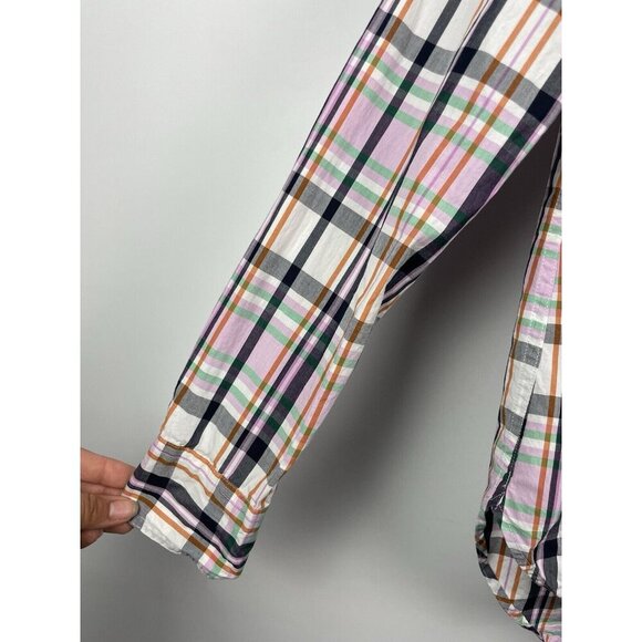 J. Crew Multicolor Plaid Classic Fit Long Sleeve Button Down Collared Top Size 2 - Picture 5 of 8
